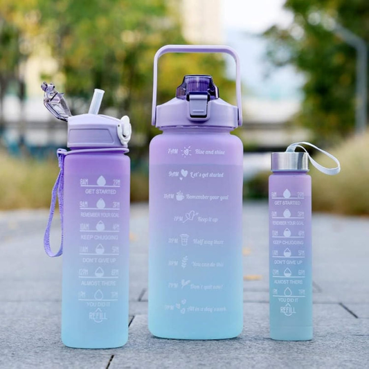 Sports Water Bottle Set – 3-Piece Leak-Proof Time Marker Bottles
