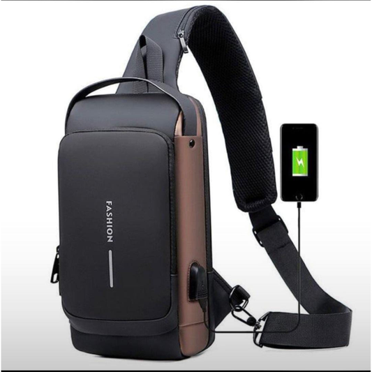 Men’s Anti-Theft Sling Bag – Waterproof with USB & Lock