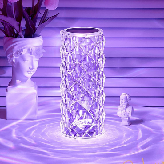 Diamond Crystal Rose Touch Lamp – 16-Color LED